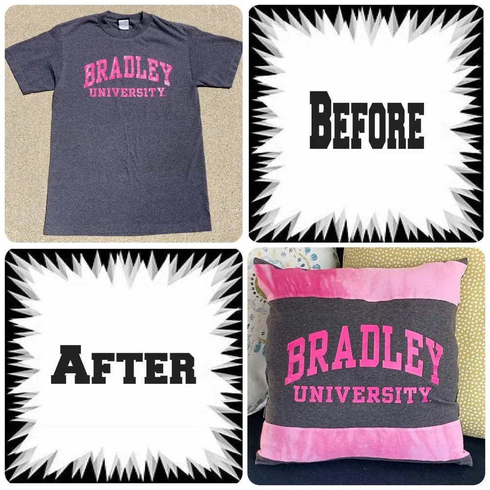 Bradley University Braves Handmade upcycled t-shirt 16 x 16 throw pillow cover